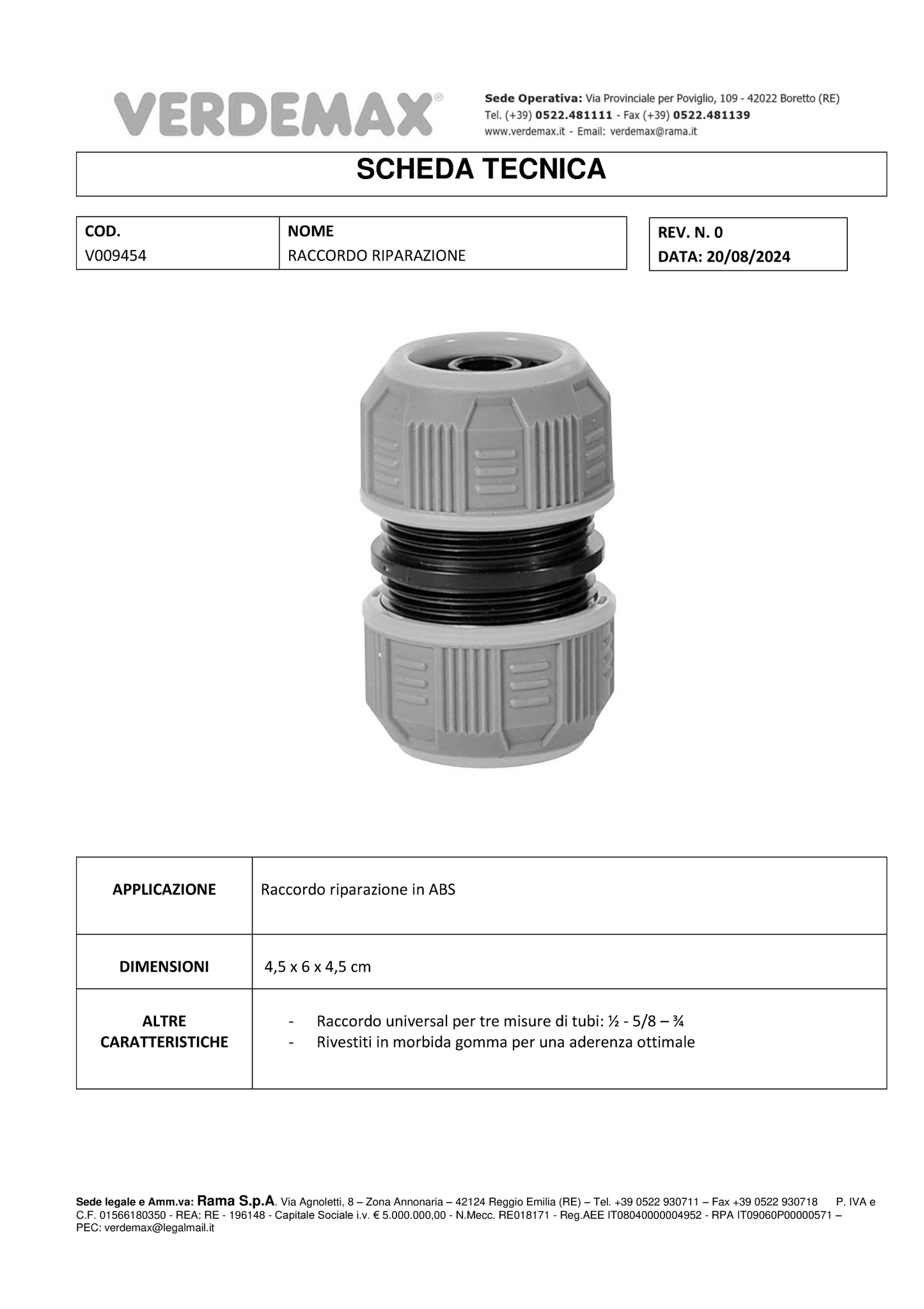 RACCORDO RIPARAZIONE 1/2-5/8-3/4