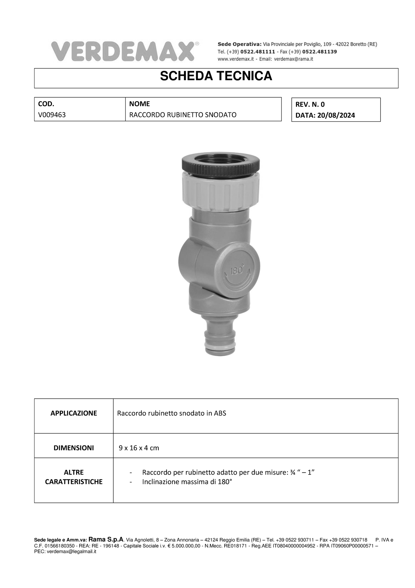 RACCORDO RUBINETTO SNODATO 3/4-1"