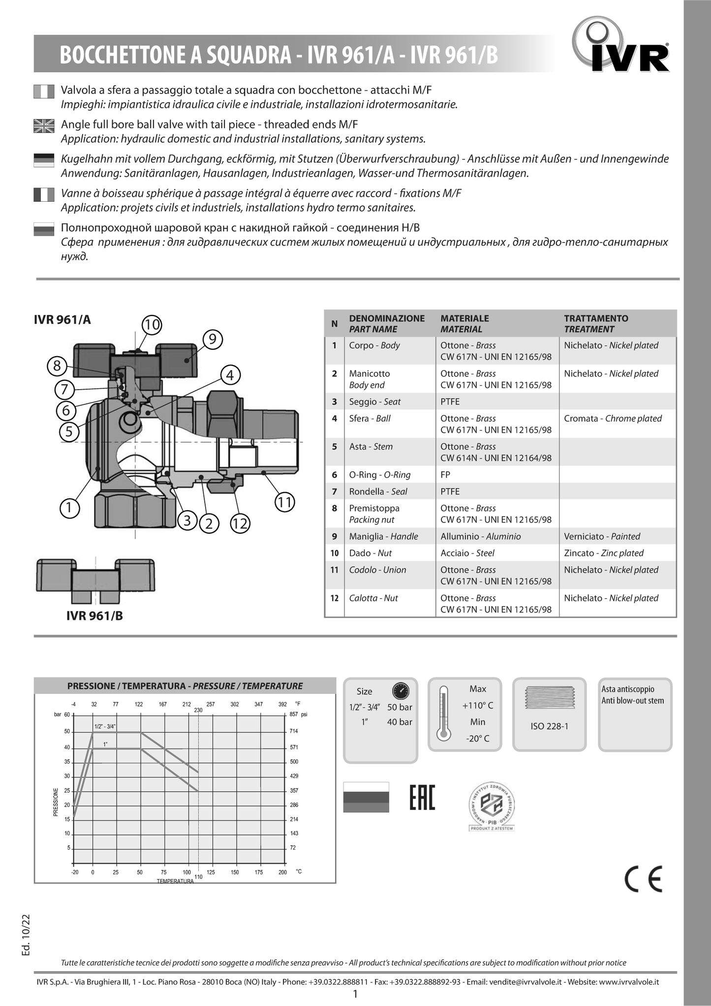 IVR - VALV SFERA MF C/BOCC FARF SQUADRA 1/2