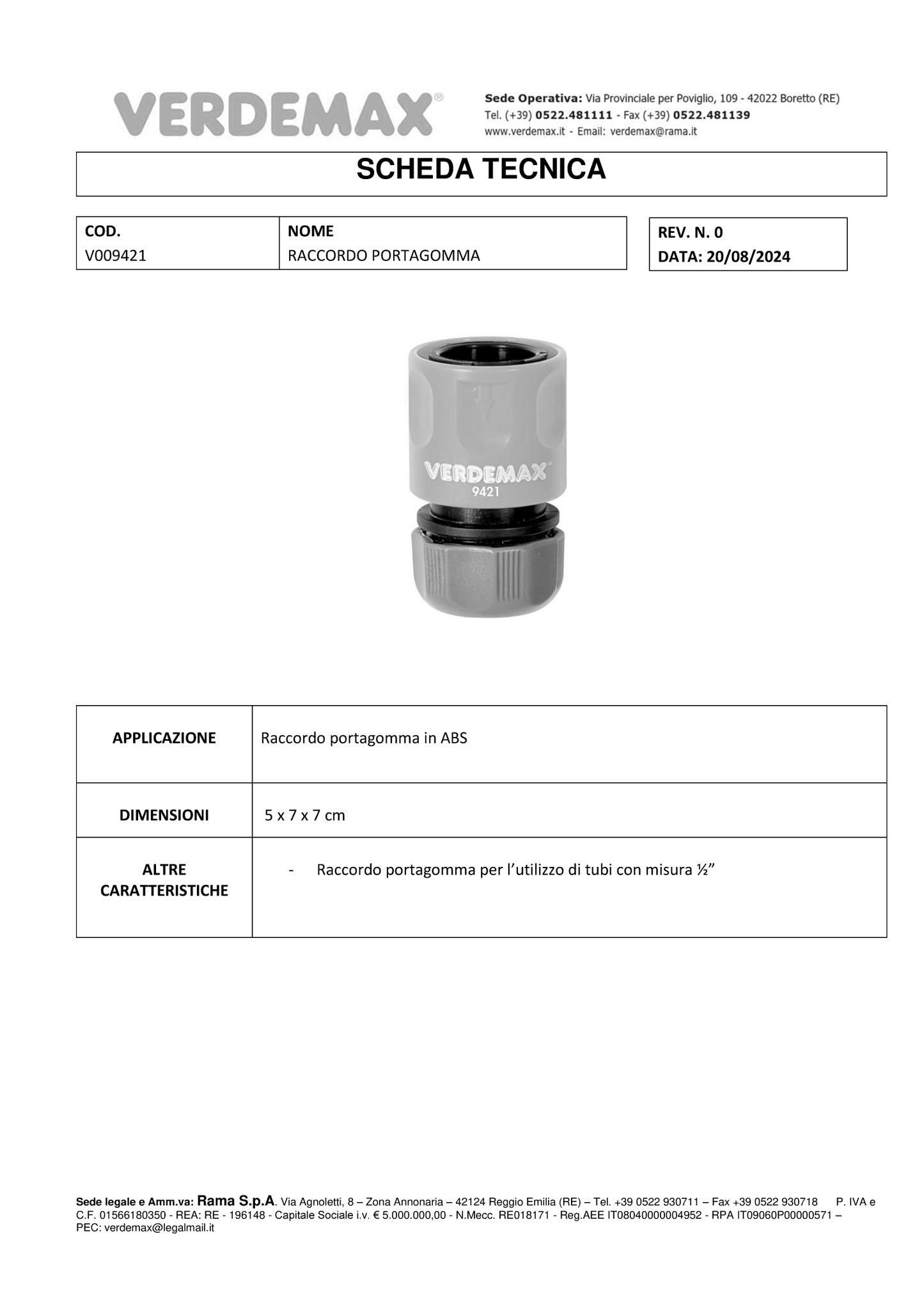 RACC PORTAGOMMA SFUSO 1/2