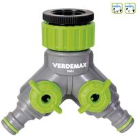 VERDEMAX - RACCORDO RUBINETTO A 2 USCITE REGOLABILI 3/4" 1"